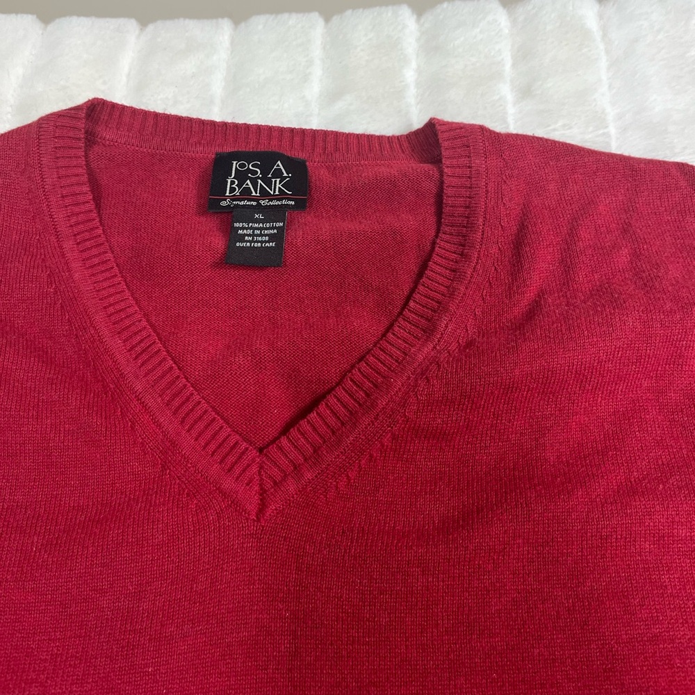 Jos. A Bank Signature XL 100% Pima Cotton Red Fall Office Work Sweater Vest